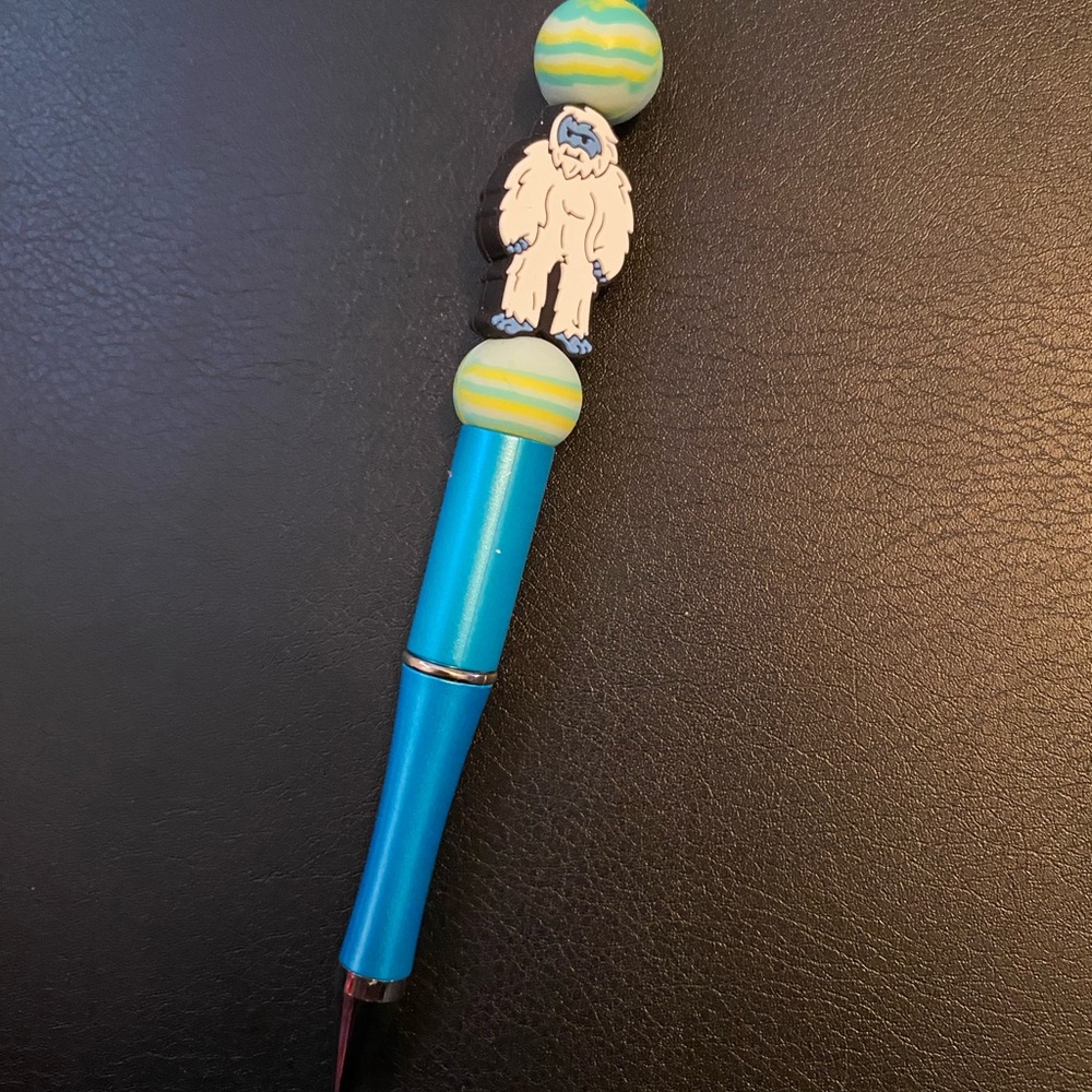 Hand Crafted Blue and Yellow Yeti Pen